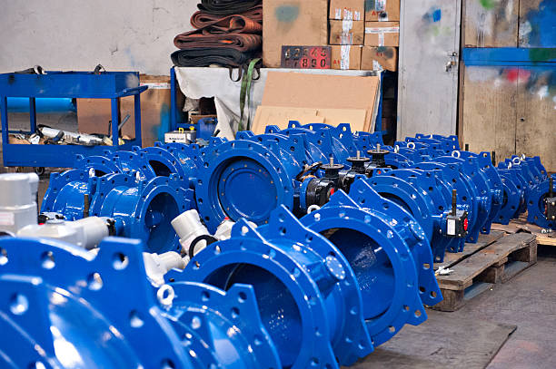 iron cast butterfly valves ready to be packed for delivery, in factoy.